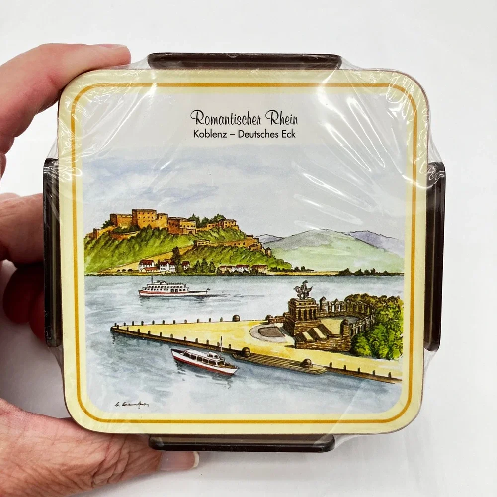 Touristik-Verlag Coasters Romantic Rhine Set of 6 Multicolor Koblenz Souvenir